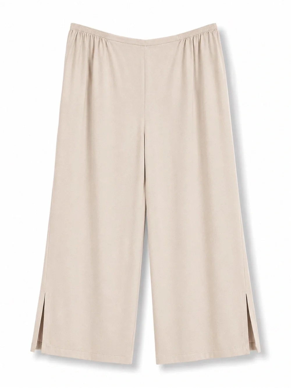 Caroline Rose Wide Leg Beige Pull On Slit Hem Resort Coastal Chic Pants 2X - Picture 2 of 5